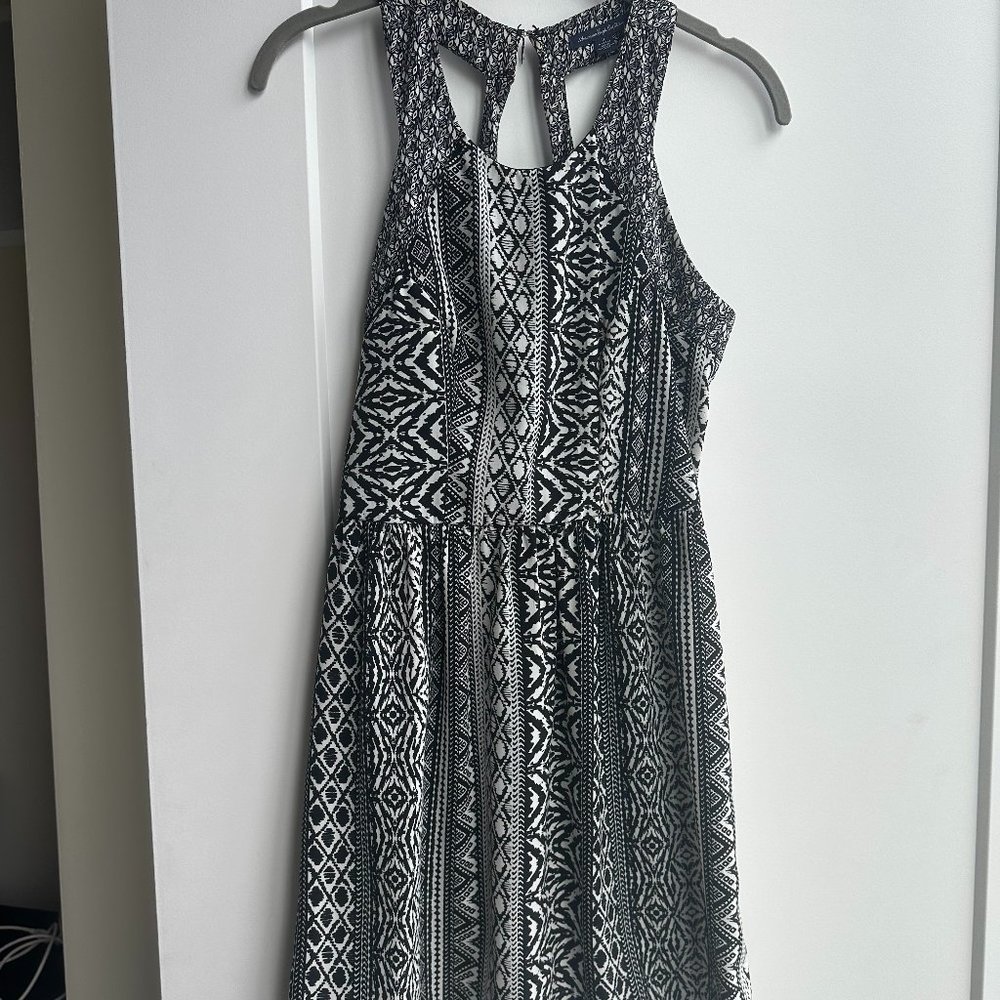 American Eagle Black and White Patterned Crossback Dress